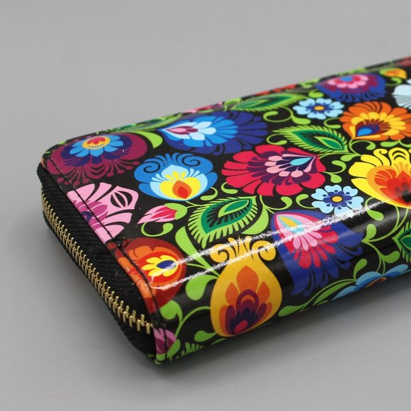 Wallet clutch folk folklore design flowers new - Picture 5 of 11